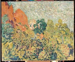 Massif De Fleurs Et Roches Rouges by Louis Valtat