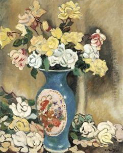 Roses Blanches Au Vase De Sevres Roses Blanches Au Vase De Sevres