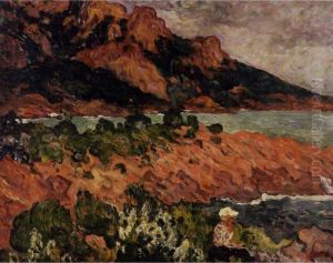 Femme Assise Sur Les Roches D'antheor by Louis Valtat