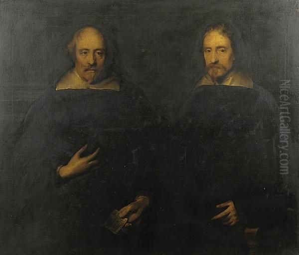 A Portrait Of Sir Arthur Hopton,
 Three Quarter Length Wearing Black, Being Handed A Letter From A 
Gentleman, Said To Be His Brother - view 1