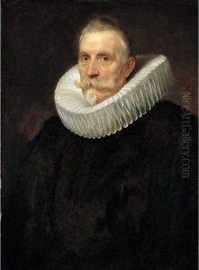 Portrait Of A Gentleman, Half-length, In Black With A White Ruff by Sir Anthony Van Dyck