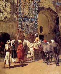 Blue Tiled Mosque At Delhi India by Edwin Lord Weeks