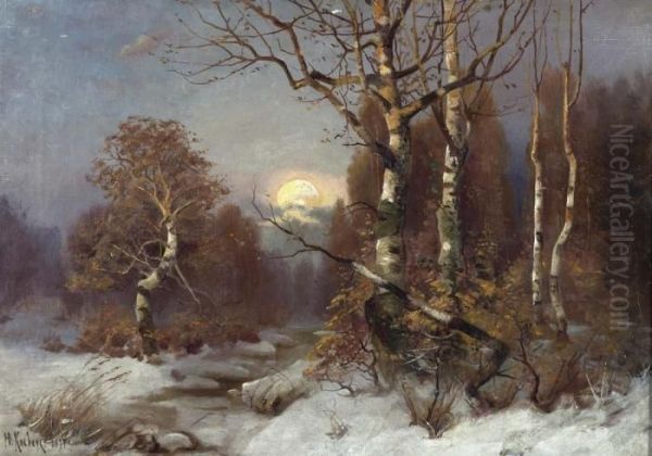 Sonnenuntergang Uber Einem Winterwald. 1897. - view 1