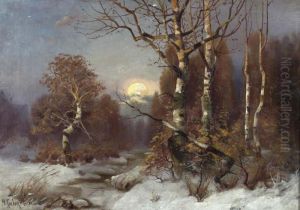 Sonnenuntergang Uber Einem Winterwald. 1897.