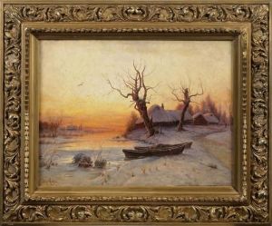 Feinflussig Gemalte, 
Atmospharisch Gestimmte Winterlandschaft Des An Der Petersburger 
Kunstakademie Ausgebildeten Bedeutenden Malers. Schon Fruh Errang Klever
 Hohe Auszeichnungen. 1881 Erhielt Er Eine Professur Fur 
Landschaftsmalerei An Der Akadem