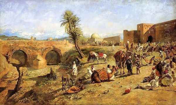 Arrival Of A Caravan Outside The City Of Morocco - view 1