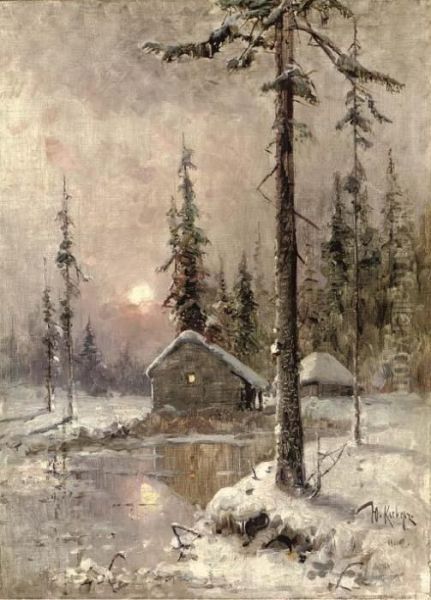 A Winter Scene With Snow-capped Cottages - view 1