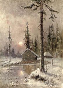A Winter Scene With Snow-capped Cottages A Winter Scene With Snow-capped Cottages