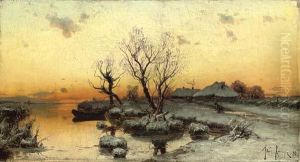 Russian Lakeside In Winter
