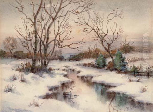 A Stream In A Winter Landscape - view 1