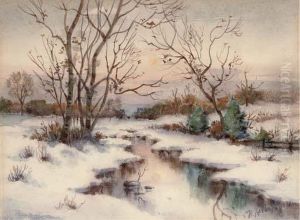 A Stream In A Winter Landscape