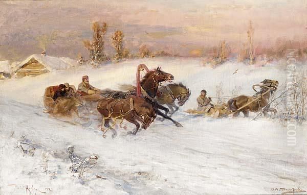 Alexeevich Vladimirov Russian
(#) A Russian Winterlandscape With Troyka Blocking A Peasants Way - view 1
