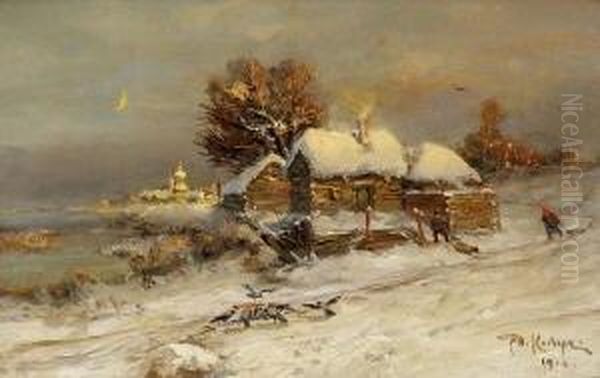 Russisches Dorf In
 Winterlandschaft - view 1