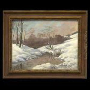 Winter Landscape With Reflective Lake
