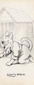 Cats Crawling Beside A Temple by Louis Wain