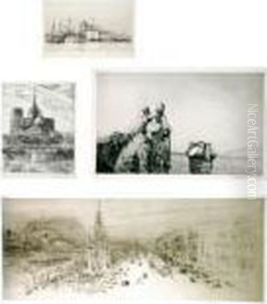 Princess Street, Edingburgh, Signed Etching, 20x49cm And The
Guarda, Venice,no Ii, 11x19cm And - view 1