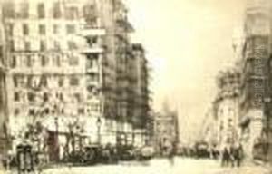 Re -- "marsham Street,
Westminster"; Etching, Signed In Pencil, 36x42cm: Note: Commissioned By
Sir Valentine Crittall, Christmas 1936, According To Label Attached To
The Reverse by William Walcot