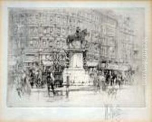 The Strand And Charing Cross Signed In Pencil 3.5 X 5in by William Walcot