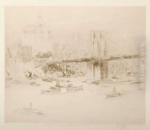 View Of New York From Brooklyn Bridge by William Walcot