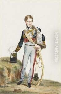 Young Man In Officer's Uniform And Saber Young Man In Officer's Uniform And Saber