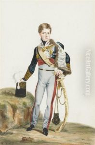 Young Man In Officer's Uniform Andsabre. Young Man In Officer's Uniform Andsabre.