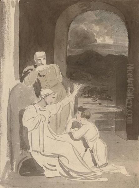 An Album Of Drawings And
Watercolours, Including A Study For 'the Boyhood Of King Alfred'
(illustrated), And Various Figural And Animal Studies - view 1