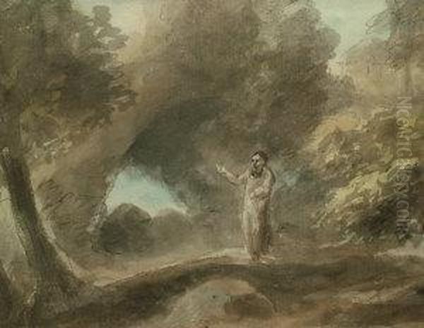 Figure In Wooded Landscape - view 1