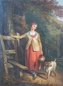Maid With Milk Jug And Dog Resting By The Stile Maid With Milk Jug And Dog Resting By The Stile