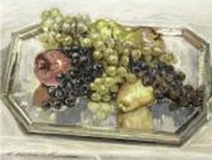 Still Life Of Fruit On A Silver Tray