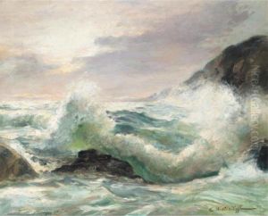Waves Breaking On The Rocks by Constantin Alexandr. Westchiloff