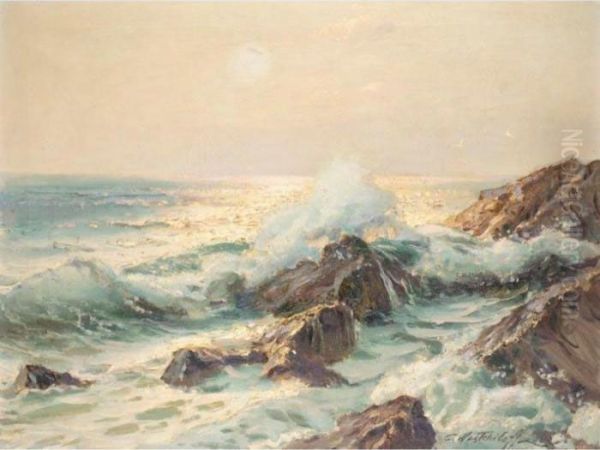 Waves Breaking On The Rocks - view 1