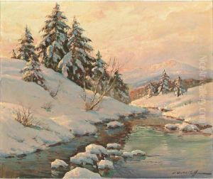 Winter Landscape With Golden Sunlight Winter Landscape With Golden Sunlight