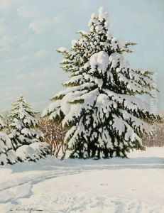 Constantine Westchiloff . Winter Landscape by Constantin Alexandr. Westchiloff