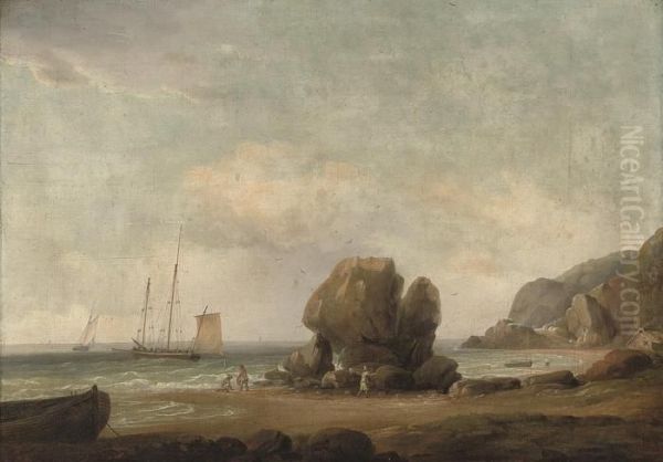 Shrimpers At Low Tide, Fishermen At Anchor Beyond - view 1