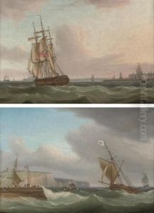 A Royal Navy Frigate Running
Down The Channel With Ramsgate Off To Starboard; And The Postal Packet
Off Dover (both Illustrated) by Thomas Whitcombe