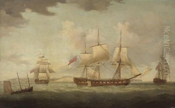 An Armed Merchantman In Three Positions In The Channel Off Dover - view 1