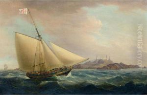 A Trinity House Yacht Off The Coast by Thomas Whitcombe