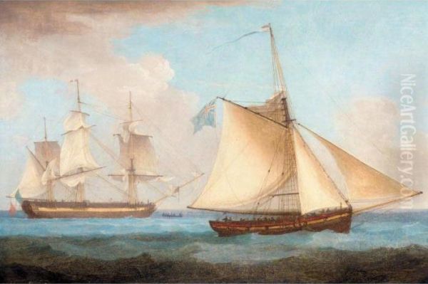 A French Vessel 'hove To' - view 1