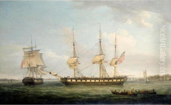 An East Indiaman In Two Positions Off The Indian Coast - view 1