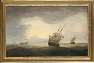 A Naval Squadron In A Swell, 
With A Frigate, H.m.s. Minerva, In Theforeground Bearing Away On A 
Southerly Course