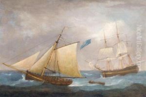 A French Vessel 'hove To', Said To Be by Thomas Whitcombe