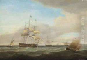 Shipping Off The Channel Off The South Coast by Thomas Whitcombe