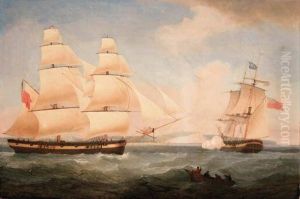 Two Armed Brigs Off Dover, One Firing A Salute