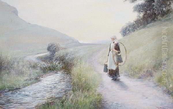 A Milkmaid On A River Path - view 1