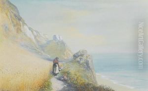 Mother And Child Picking Flowers, Branscombe, East Devon by John White