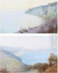 Beached Boats; Clifftop View by John White