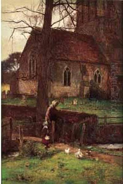 < Mere Et Enfant Devant L'eglise >. - view 1