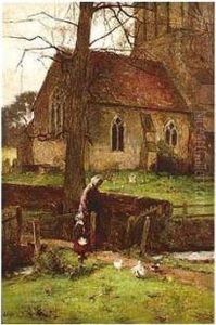 The Bridge Next To The Church,
Signed And Dated 1877, Oil On Canvas, 91 X 61 Cm.; 35 3/4 X 24 In by John White