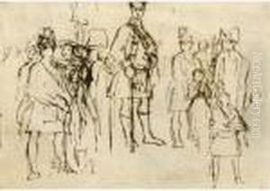 A Sketch Of A Highlander Amongst Figures by Sir David Wilkie