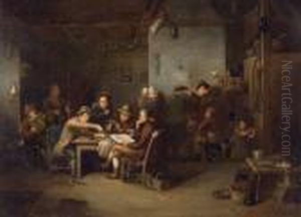 "genreszene Im Wirtshaus" Ol Auf Leinwand - view 1